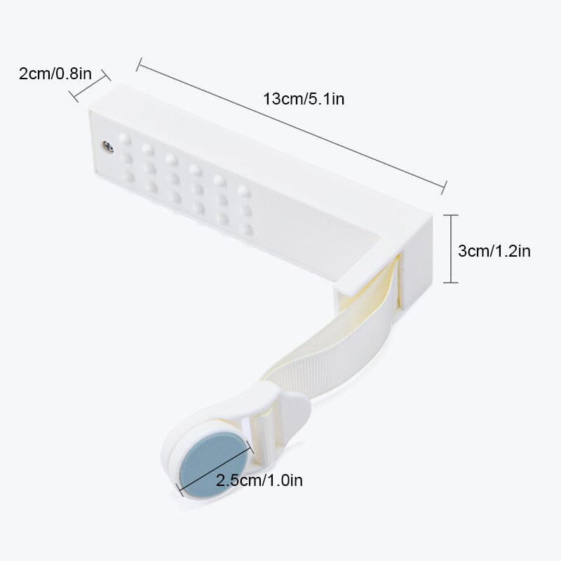 Product shot of the 4-piece set of bed sheet fasteners from an overhead angle