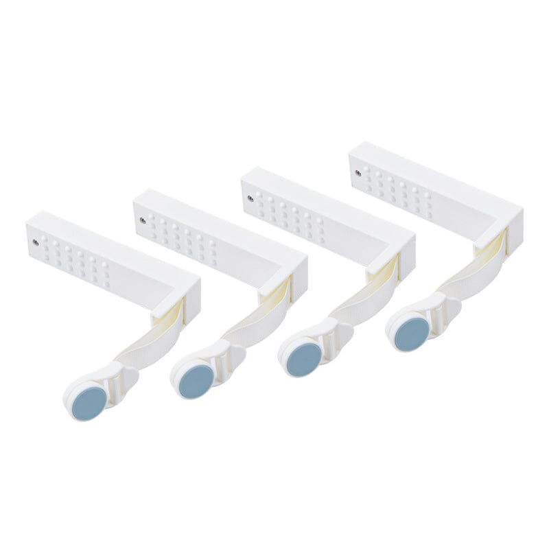 The 4-piece bed sheet gripper clips set displayed in a clean, modernbedroom