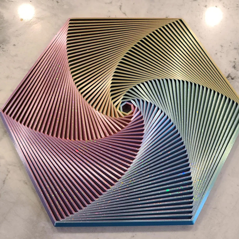 Fractal Fidget Hexagon Toy, 3D printed for anxiety relief, shown in hand (close-up)