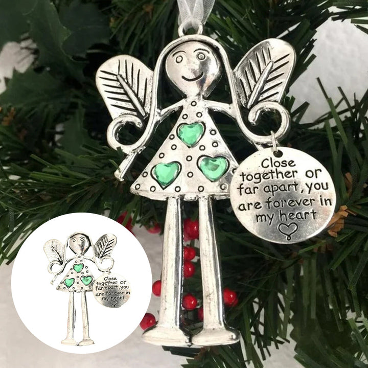 Close-up of Friendship Angel ornament, intricate iron art, ideal holiday decor & gift