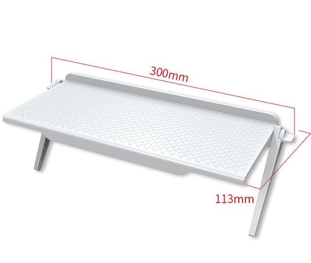 Home office setup featuring the Universal Monitor Top Shelf Desk Organizer, enhancing organization and space.