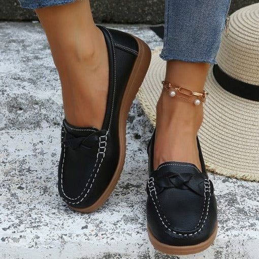 Ergonomic women's slip-on casual shoes featuring a wide toe box for ultimate comfort and fit.