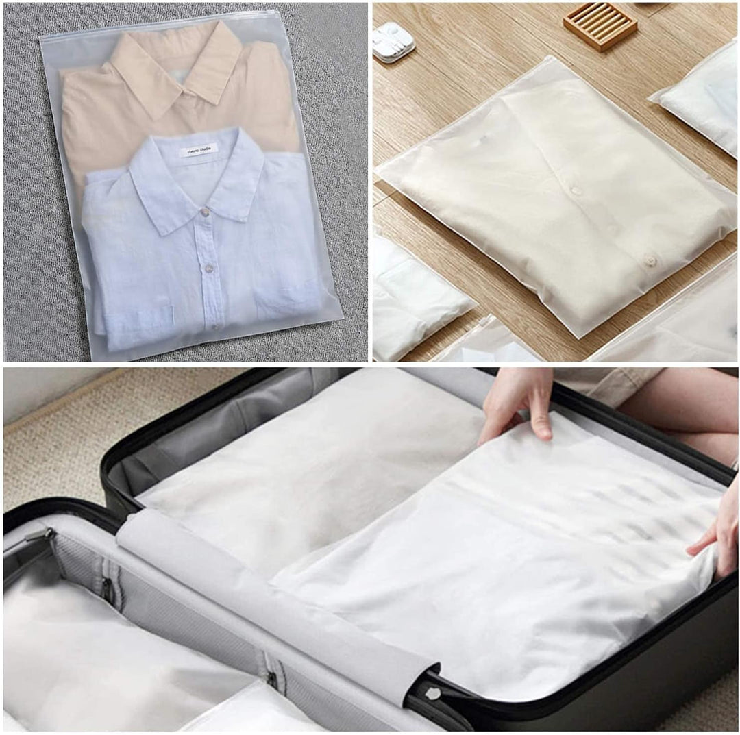 Dustproof & waterproof frosted plastic bags, ideal for long-term storage or travel.
