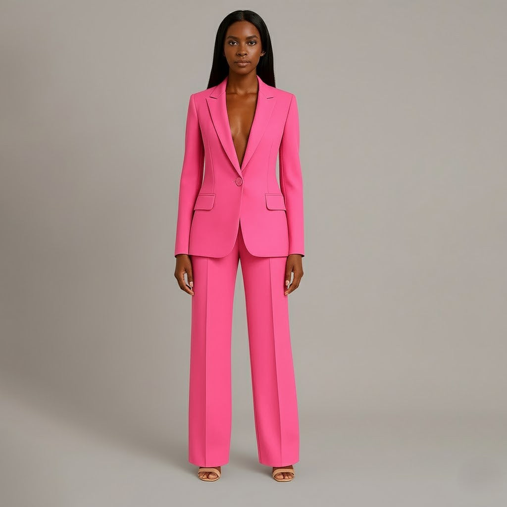 Women's professional suit set, a tailored blazer and trousers, designed for a powerful office look.