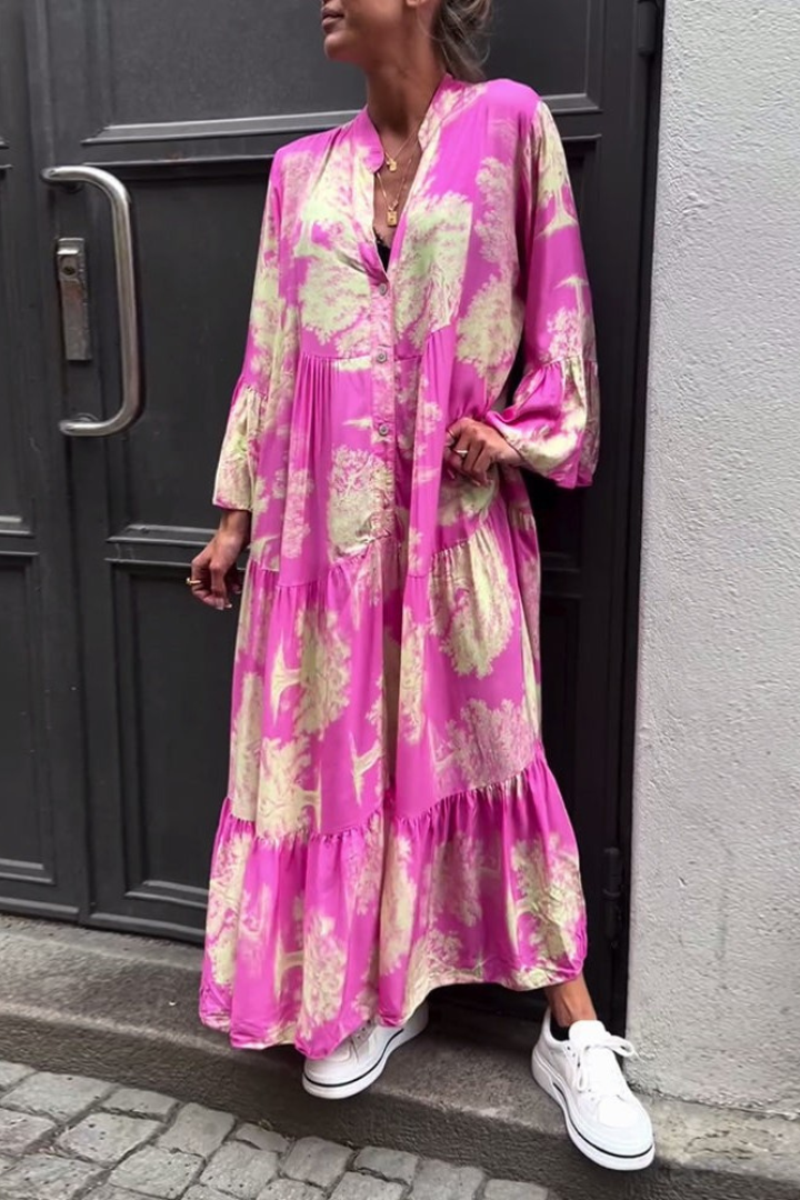 Close-up of the flowy fabric and relaxed fit of the Women's Isla maxi dress, perfect for comfort and style.