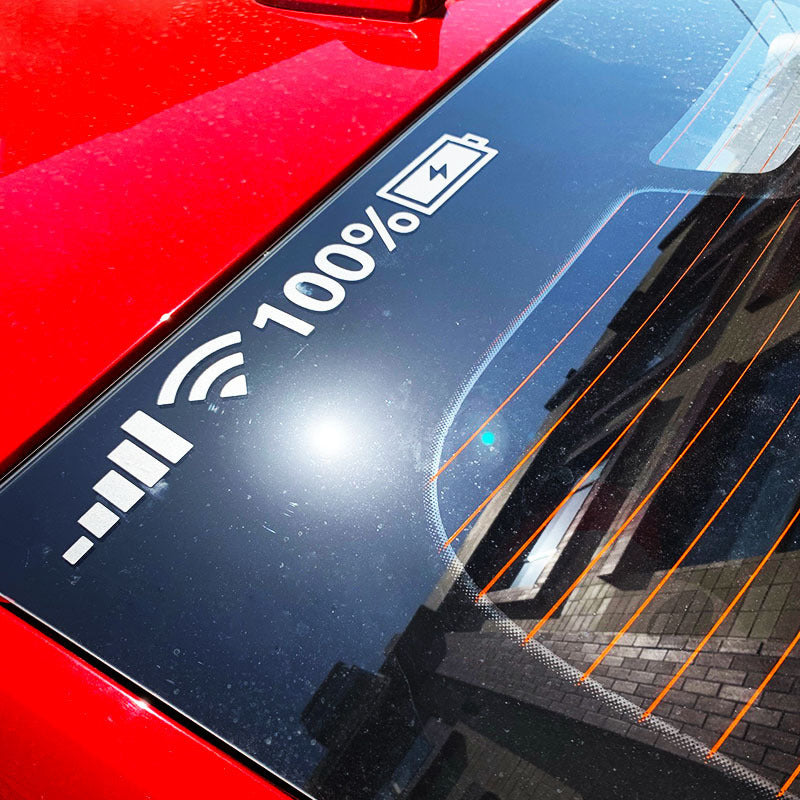 Bike sticker: funny battery signal for cyclists, reflective and eye-catching