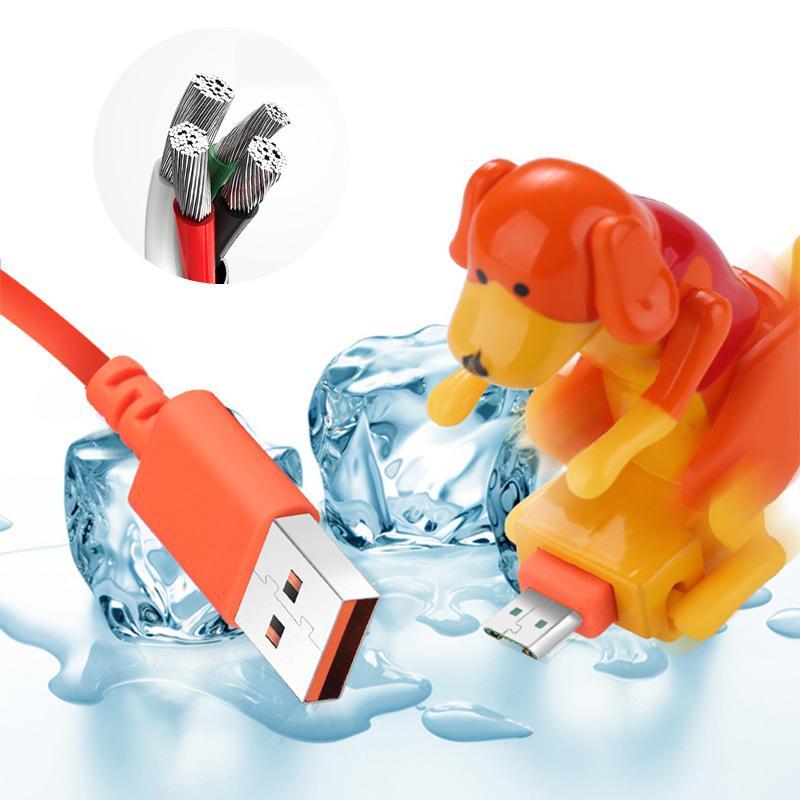 Amusing dog wagging butt fast charger cable for smartphones, all phone types, novelty phone accessory