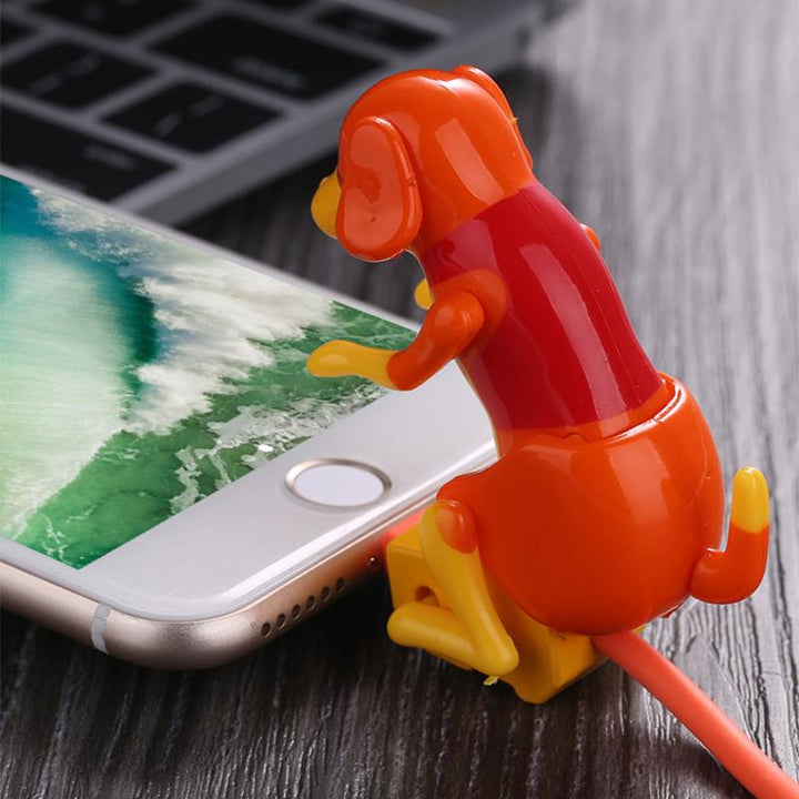 Cute dog design fast charger cable, universal USB for Android & iPhone, amusing office gadget