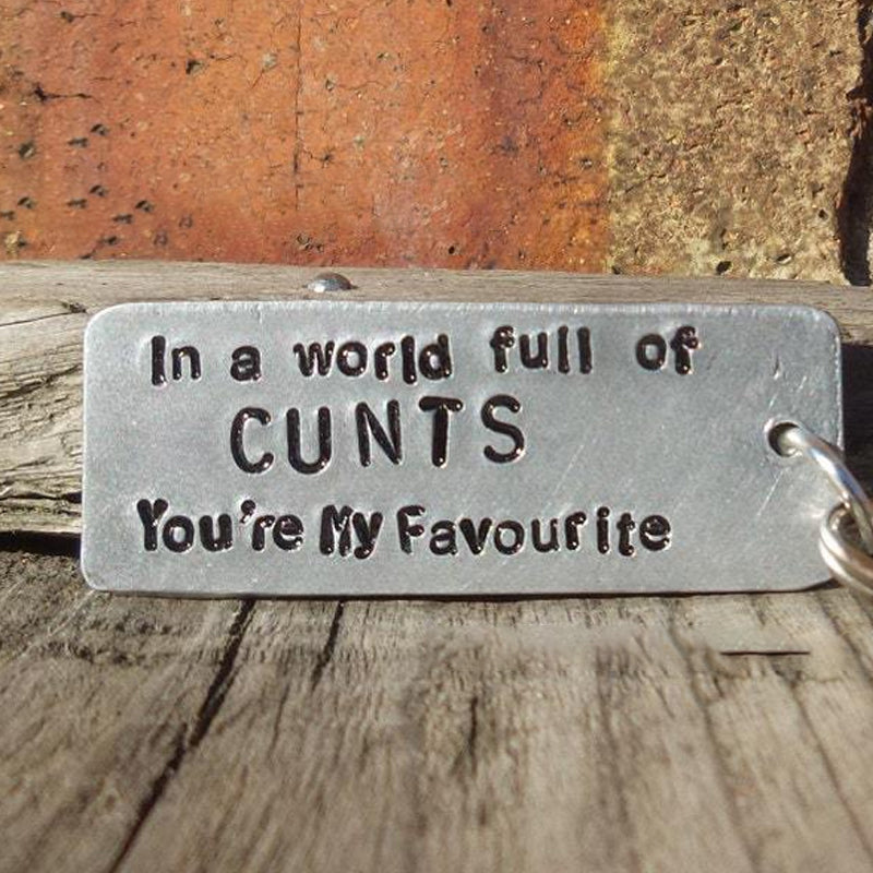 Funny gag gift keychain, stainless steel, humorous novelty for Christmas