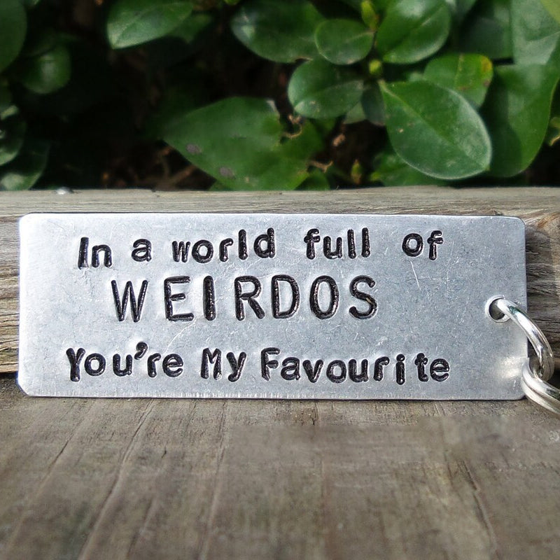 Stainless steel funny keychain, engraved with a quirky gag gift message