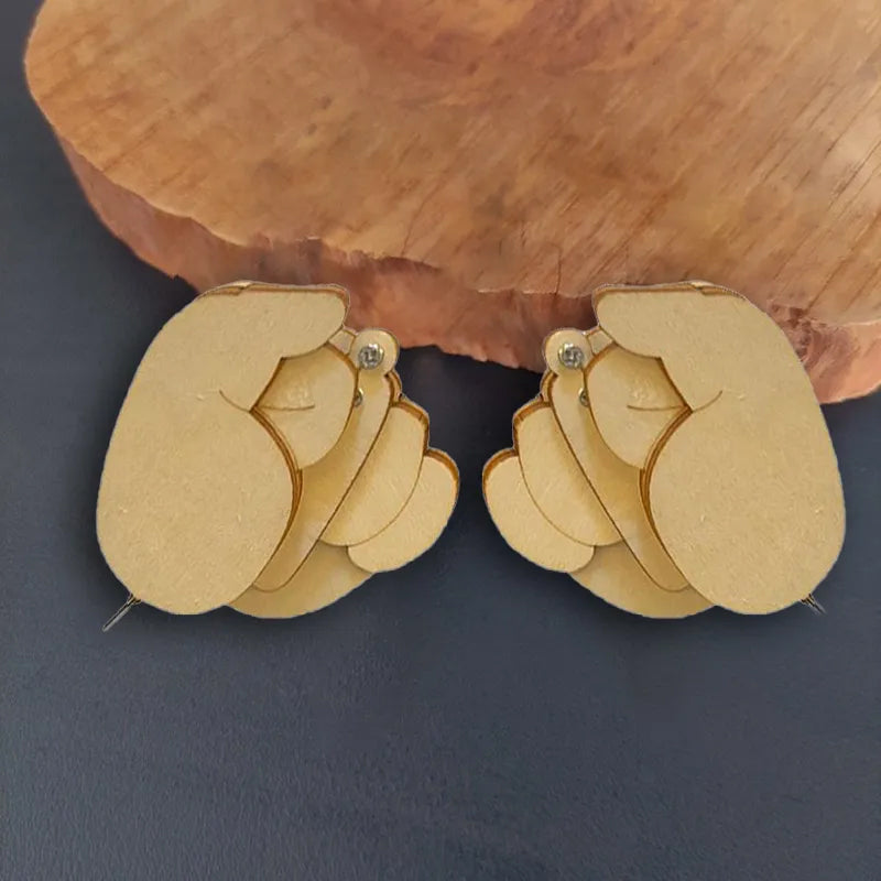 Funny gift: DIY wooden brooch kit for a flippable finger design, a humorous and unique jewelry craft kit.