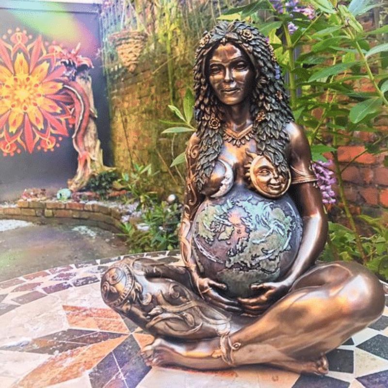 Spiritual Gaia Earth Mother Goddess figurine, a focal point for meditation spaces or nature altars
