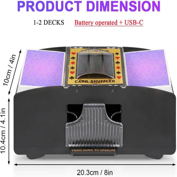 Automatic playing card shuffler in use, providing efficient and random shuffles for all players.