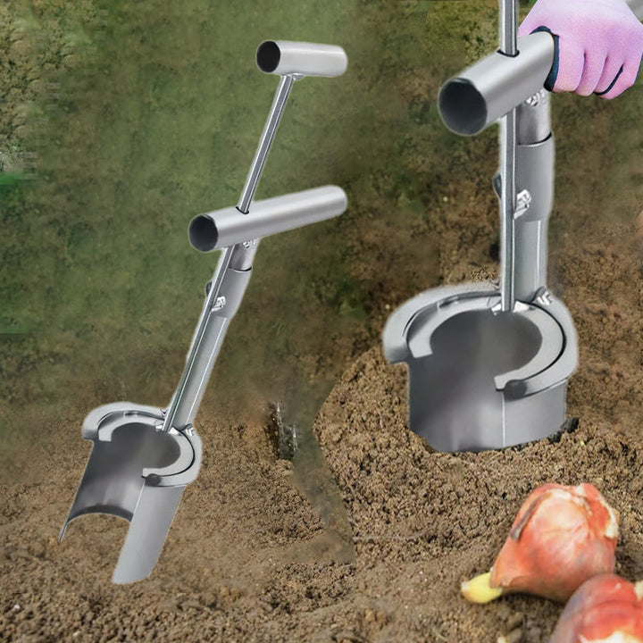 Ergonomic garden tool for planting and transplanting, making gardening easier