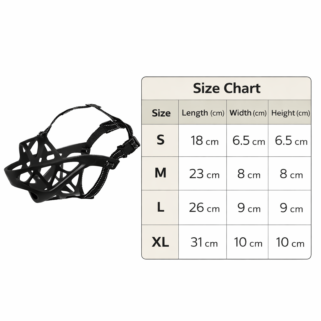Humane, soft dog muzzle for training, comfort, preventing biting, chewing & barking. Pet accessory.