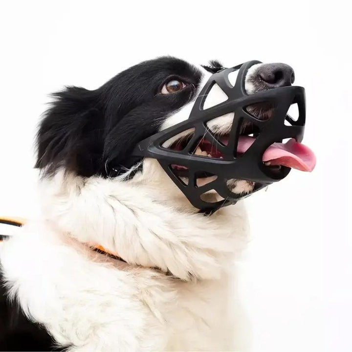 Breathable mesh dog muzzle for pet comfort, behavior control, & stress-free training. Anti-bark.