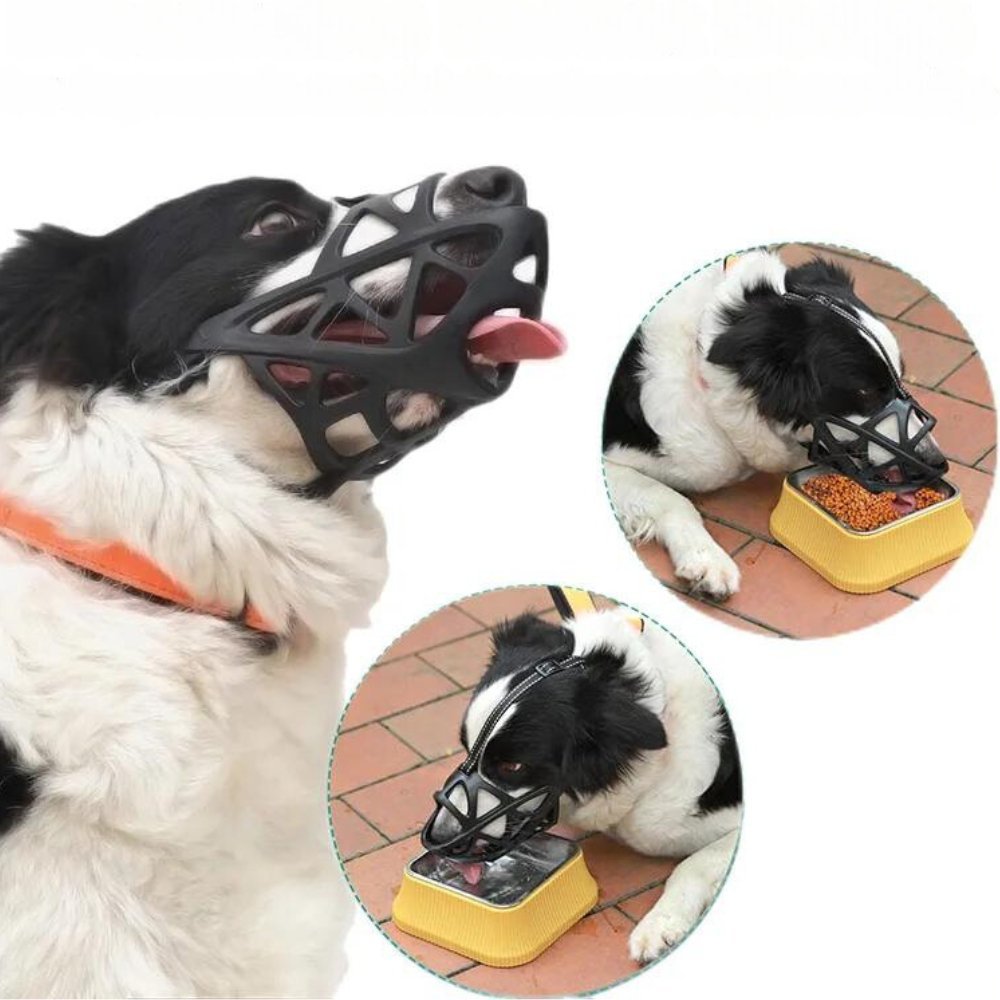 Effective dog training aid muzzle prevents biting, chewing & excessive barking for pet safety.