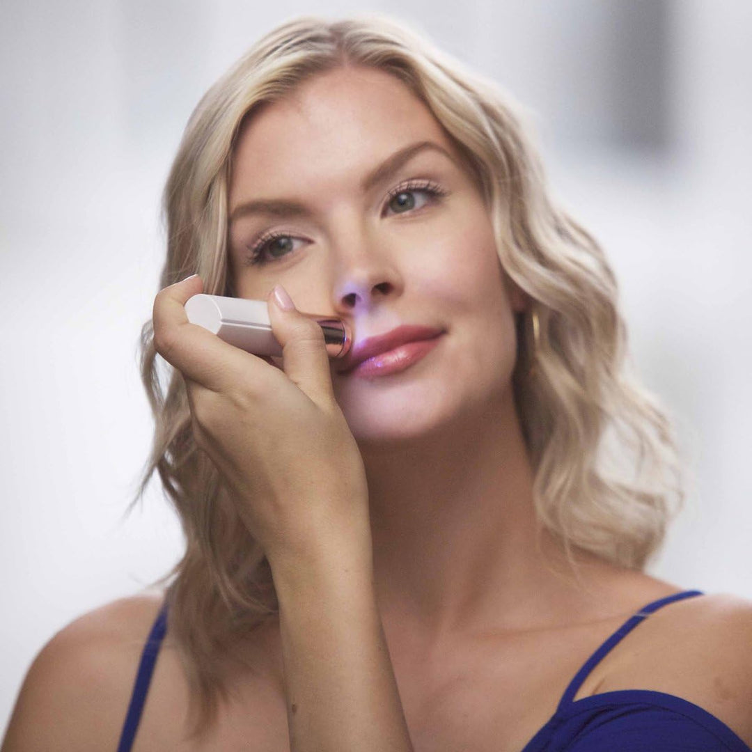 Portable women's facial hair remover. Painless, discreet beauty tool for smooth upper lip & chin.