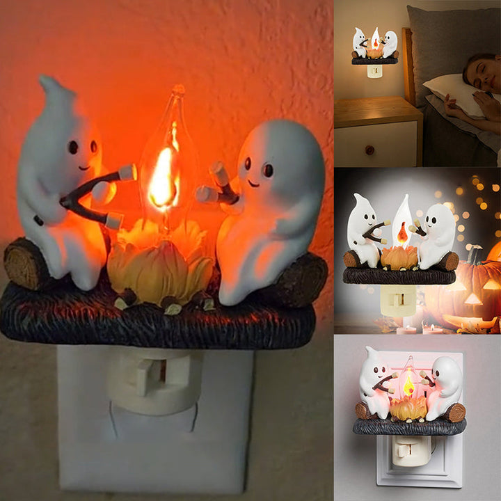 Ghost Bonfire Flashing Night Light, LED home decor for kids room, Halloween gift