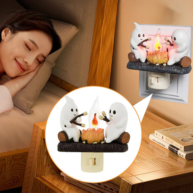 Unisex Ghost Bonfire Night Light, flashing LED for spooky Halloween ambiance