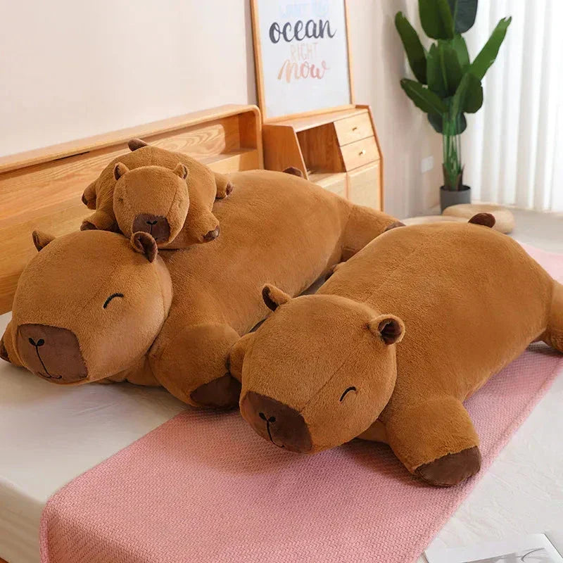 Cute giant capybara stuffed animal, a soft comfort companion. Ideal for all ages & a great gift.