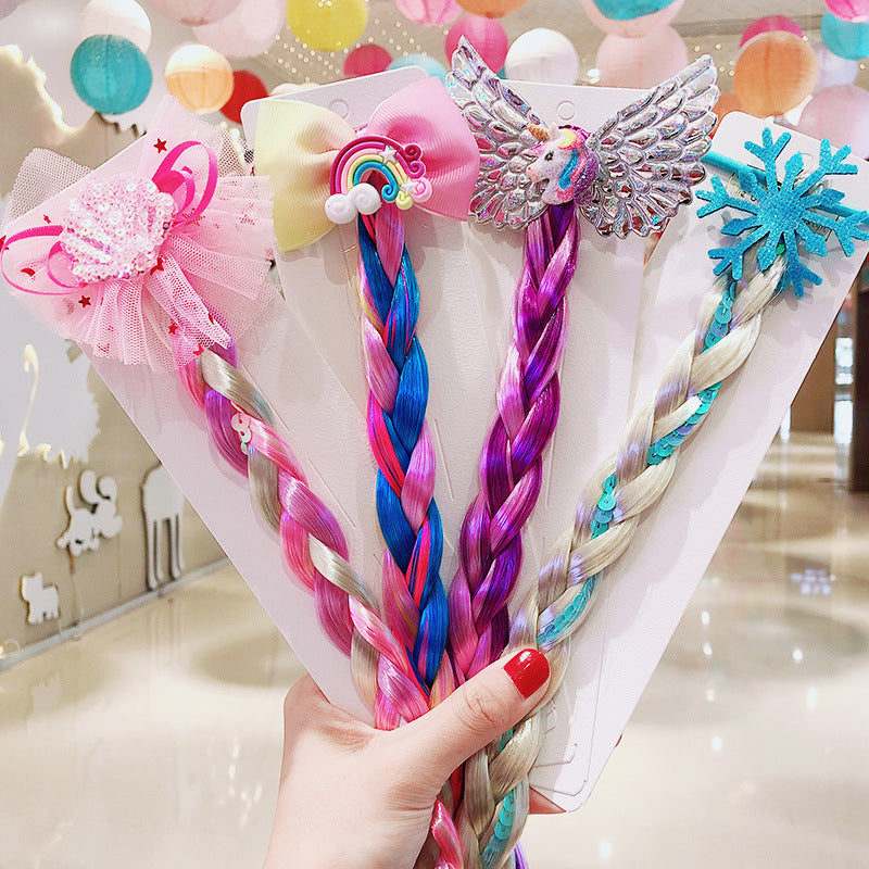 Set of colorful synthetic hair braided extensions for kids, ideal as a party hairpiece
