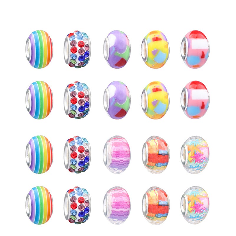 Variety of metallic charms, including unicorns & butterflies, for DIY bracelet kit projects.