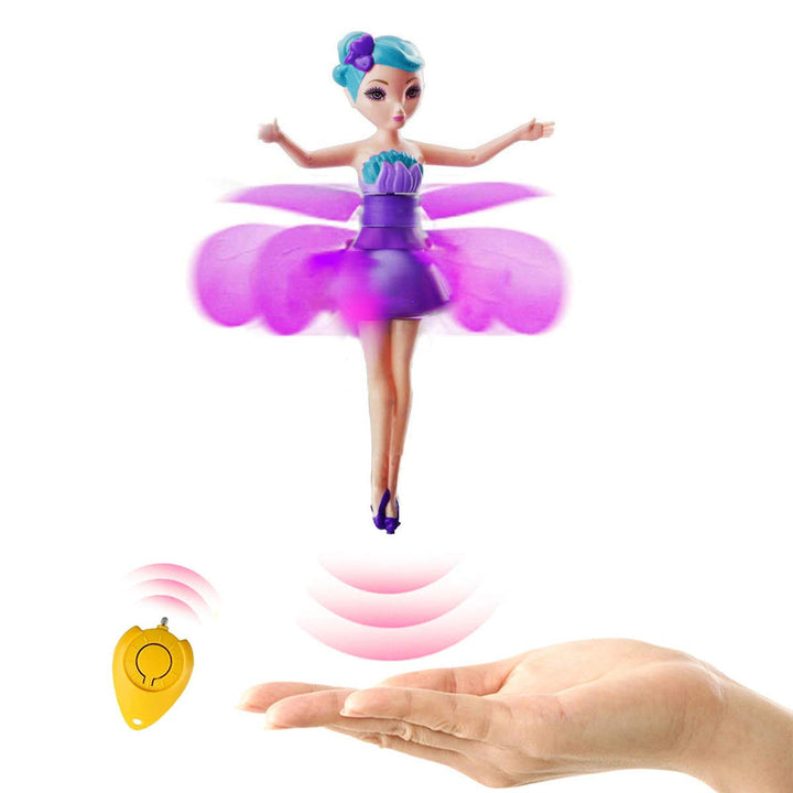 Side profile of the Flying Fairy Doll, showing its elegant posture and glowing lights in flight