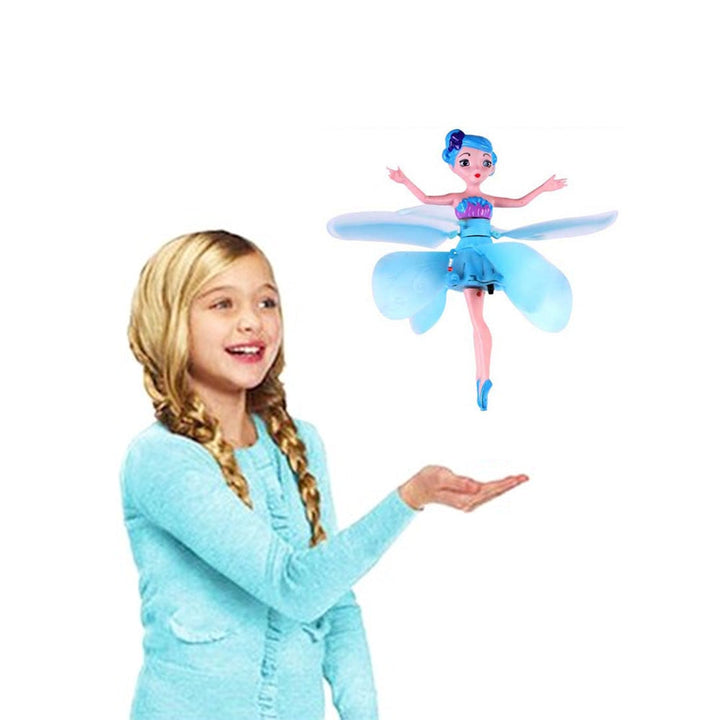 Packaging for the Girls' Enchanting Flying Fairy Doll with image of toy and key features