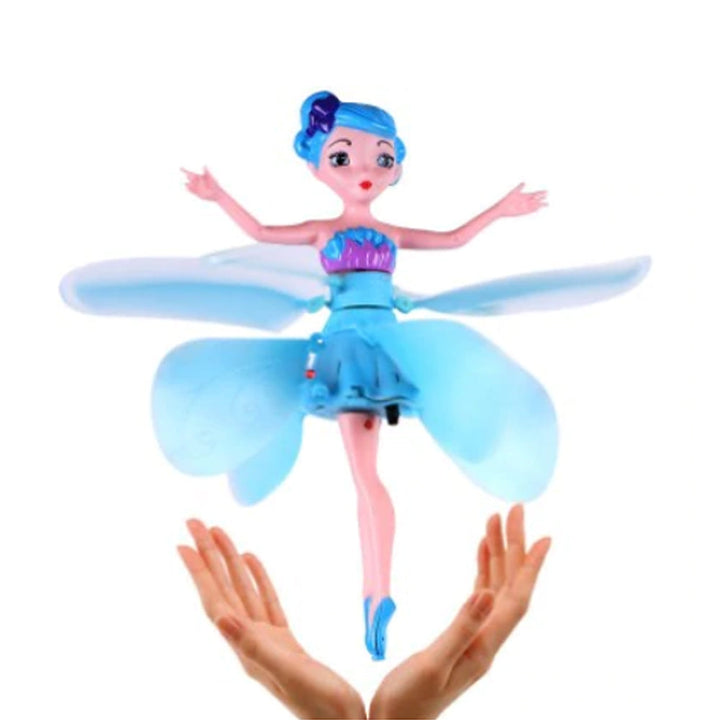 Flying Fairy Doll taking off from a child's hand, highlighting the induction and interactive play