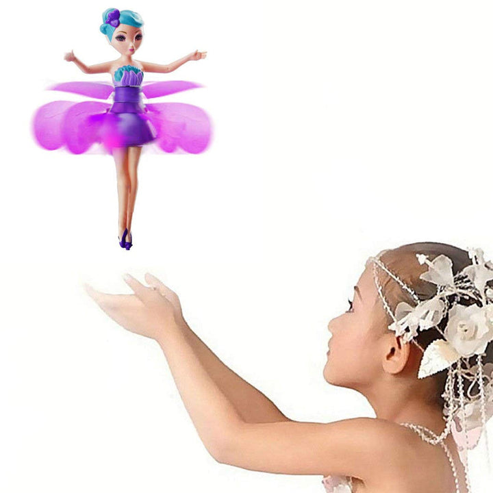 Detailed view of the Flying Fairy Doll's intricate wing design and LED light placement