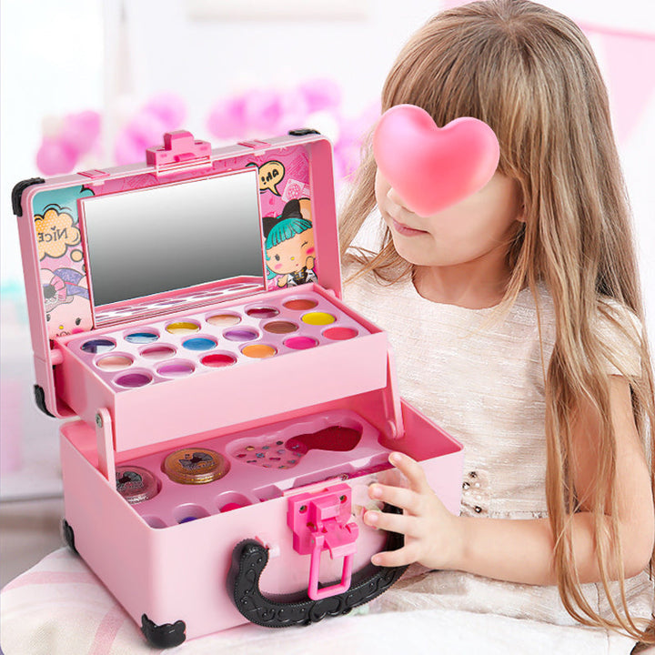 Girls beauty play set in a compact, portable case, ideal for travel and imaginative play