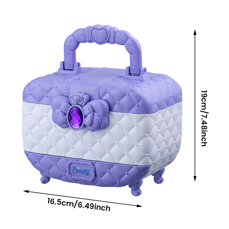 Girls' portable makeup case in pink, filled with non-toxic and washable play beauty items