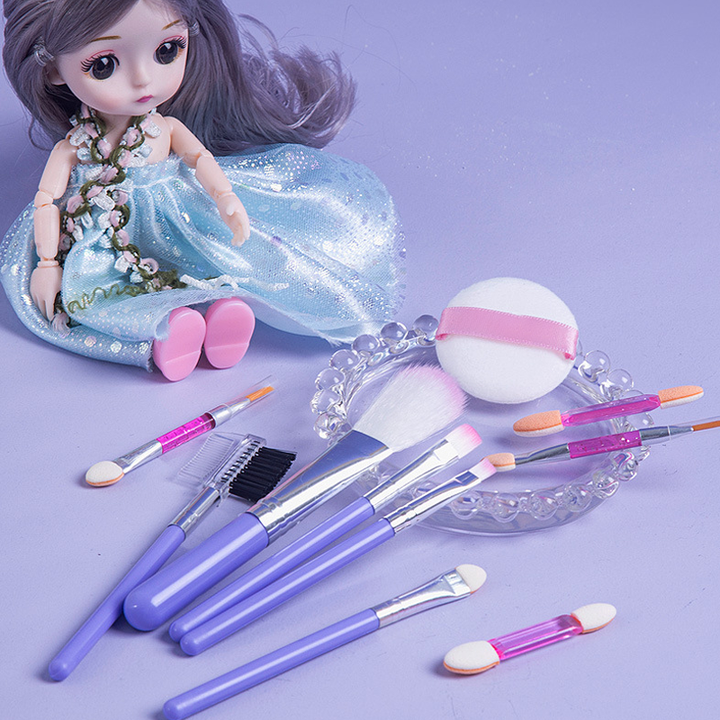 Kids washable makeup kit with glitter eyeshadow, lipstick, and blush, non-toxic and safe