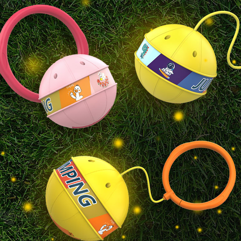 Glowing skip ball for kids & adults, showcasing its vibrant light-up feature during active fun