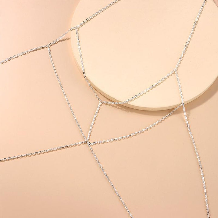 Layered silver body chain necklace, a chic accessory & gift idea