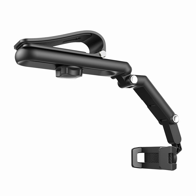 Close-up of the rotatable joint on the universal car sun visor phone mount mechanism.