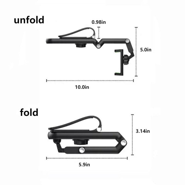 Gray and green car mount, sun visor phone holder, showcasing its compact design.