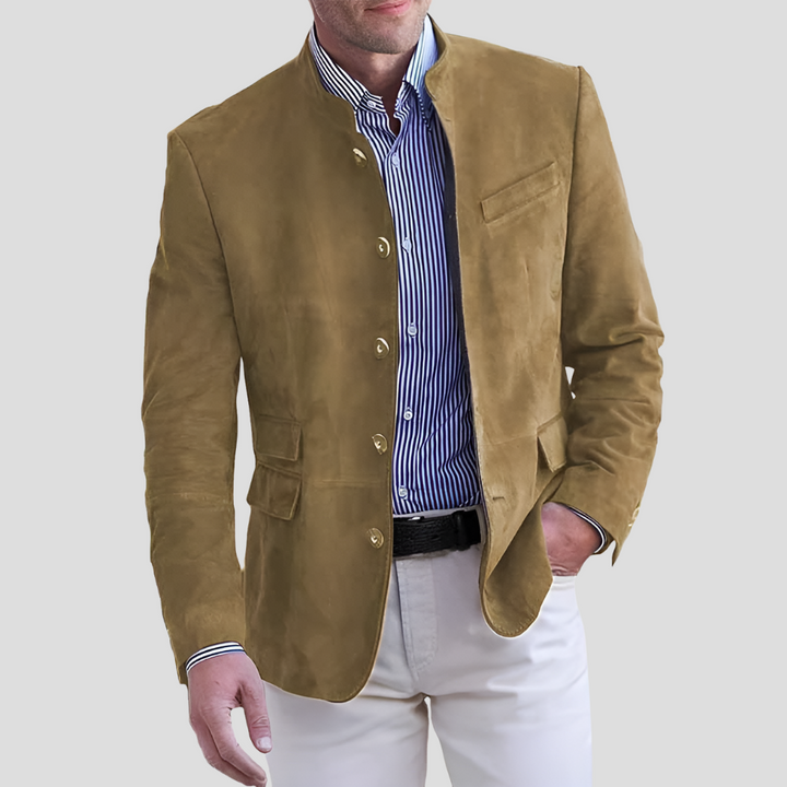 Khaki women's stylish mid-season button-up outerwear, ideal for casual or semi-formal looks with a stand collar.