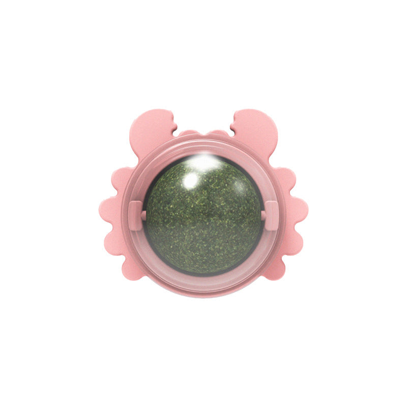 Interactive green catnip ball toy, promoting healthy exercise and feline fun