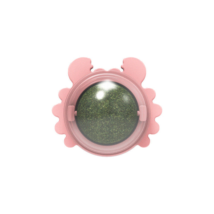 Interactive green catnip ball toy, promoting healthy exercise and feline fun
