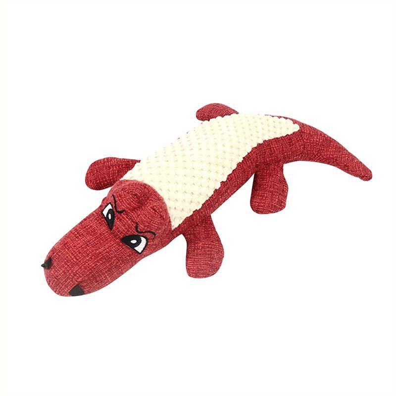 Pet Crocodile Squeaking Chew Toy next to dog treats, forming a thoughtful pet gift & essential dog supplies