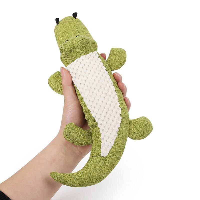Large dog breed enjoying the durable Pet Crocodile Squeaking Chew Toy, engaging pet supplies