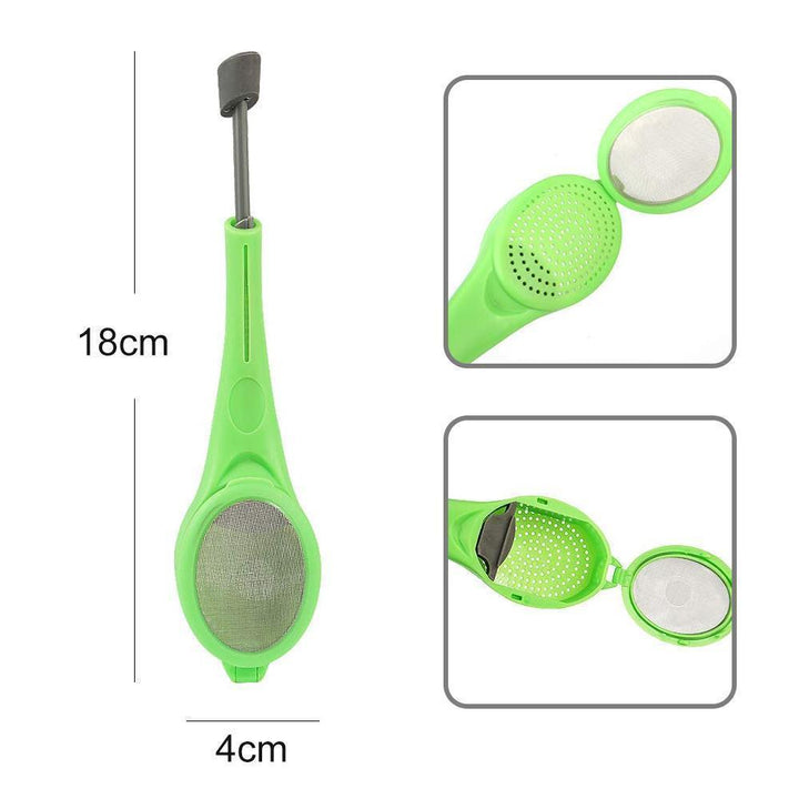 Mesh green tea infuser spoon, perfect for loose leaf tea; a must-have tea accessory & gadget.