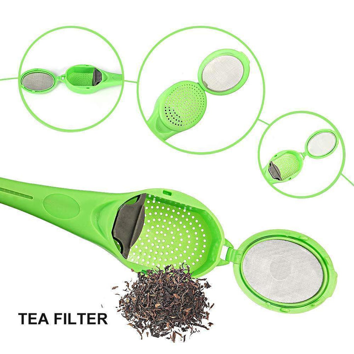 Compact green tea infuser spoon, stainless steel; essential tea accessory for any tea lover.