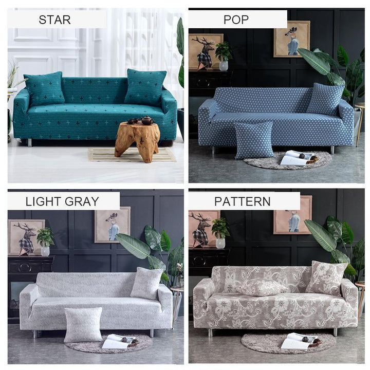 Multiple color swatches of the universal elastic sofa cover, showing options for various home decor styles.