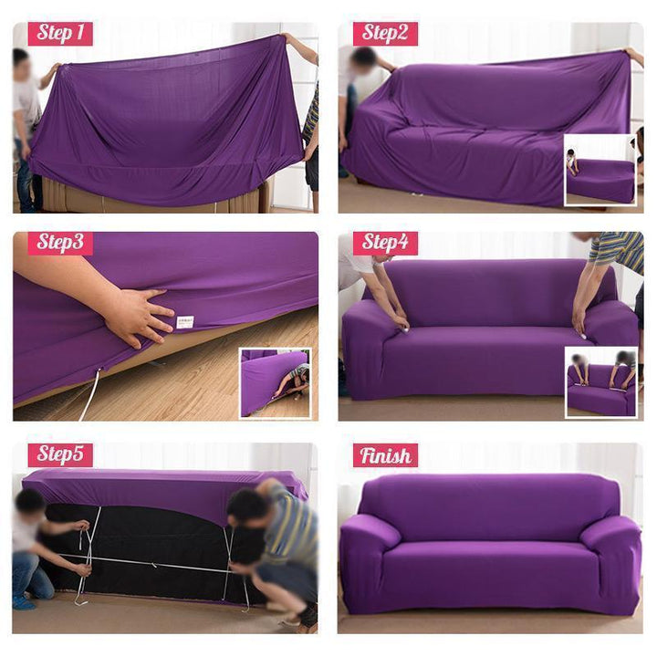 Patterned universal sofa cover in a cozy living room, adding warmth and personality to home decor.