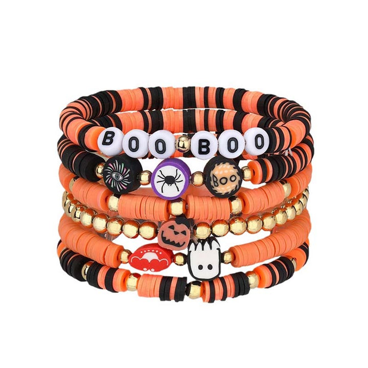 Assortment of Halloween-themed beaded bracelets, a fun and festive accessory.