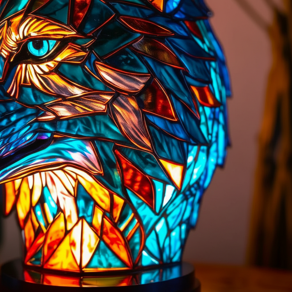 Unisex handmade mosaic animal lamp, adding a unique artistic touch to any room.