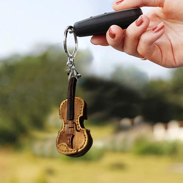 Unisex leather violin keychain, a charming music gift for any instrument player